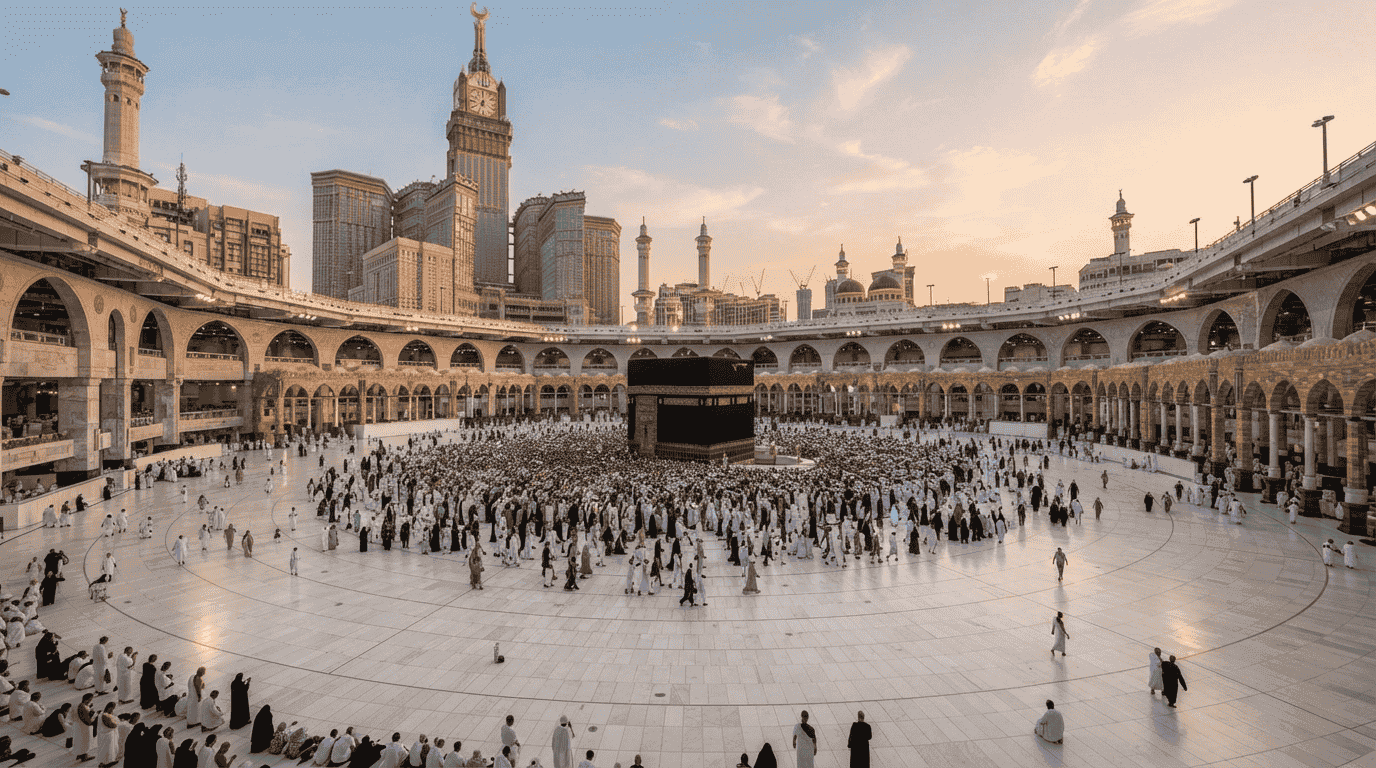 Masjid al-Haram in Makkah during golden hour